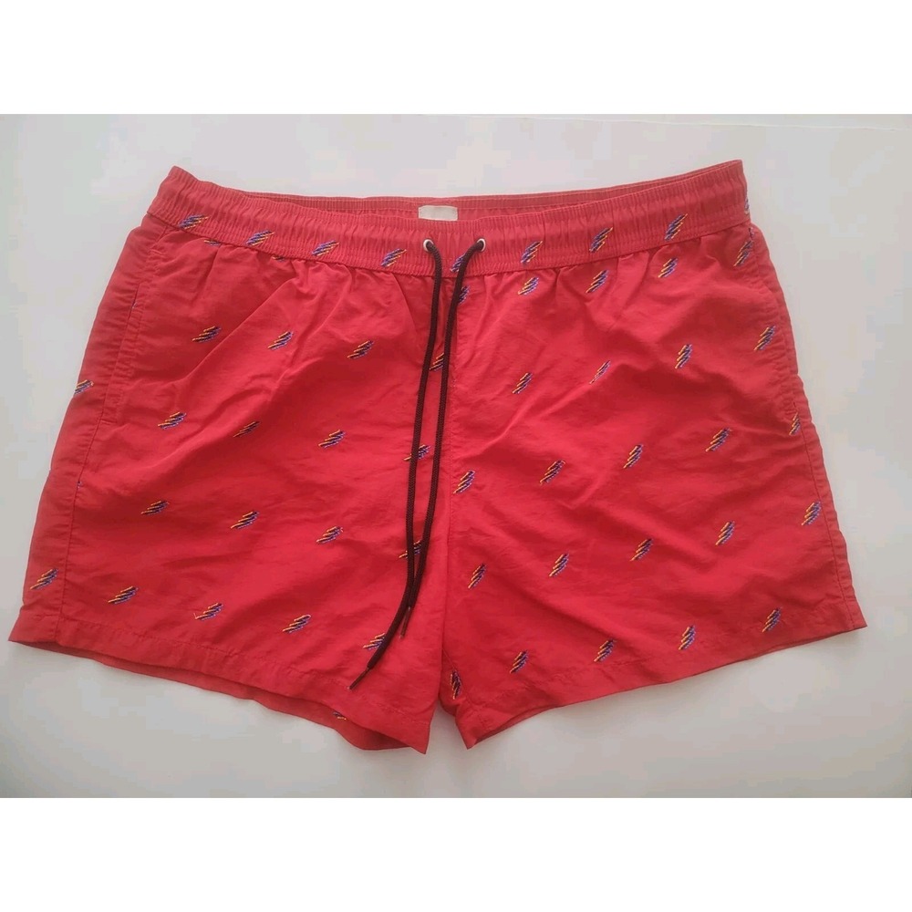 Paul Smith Swimwear Swim Short Large Red Embroidered Fluoro Flash  4 Inseam